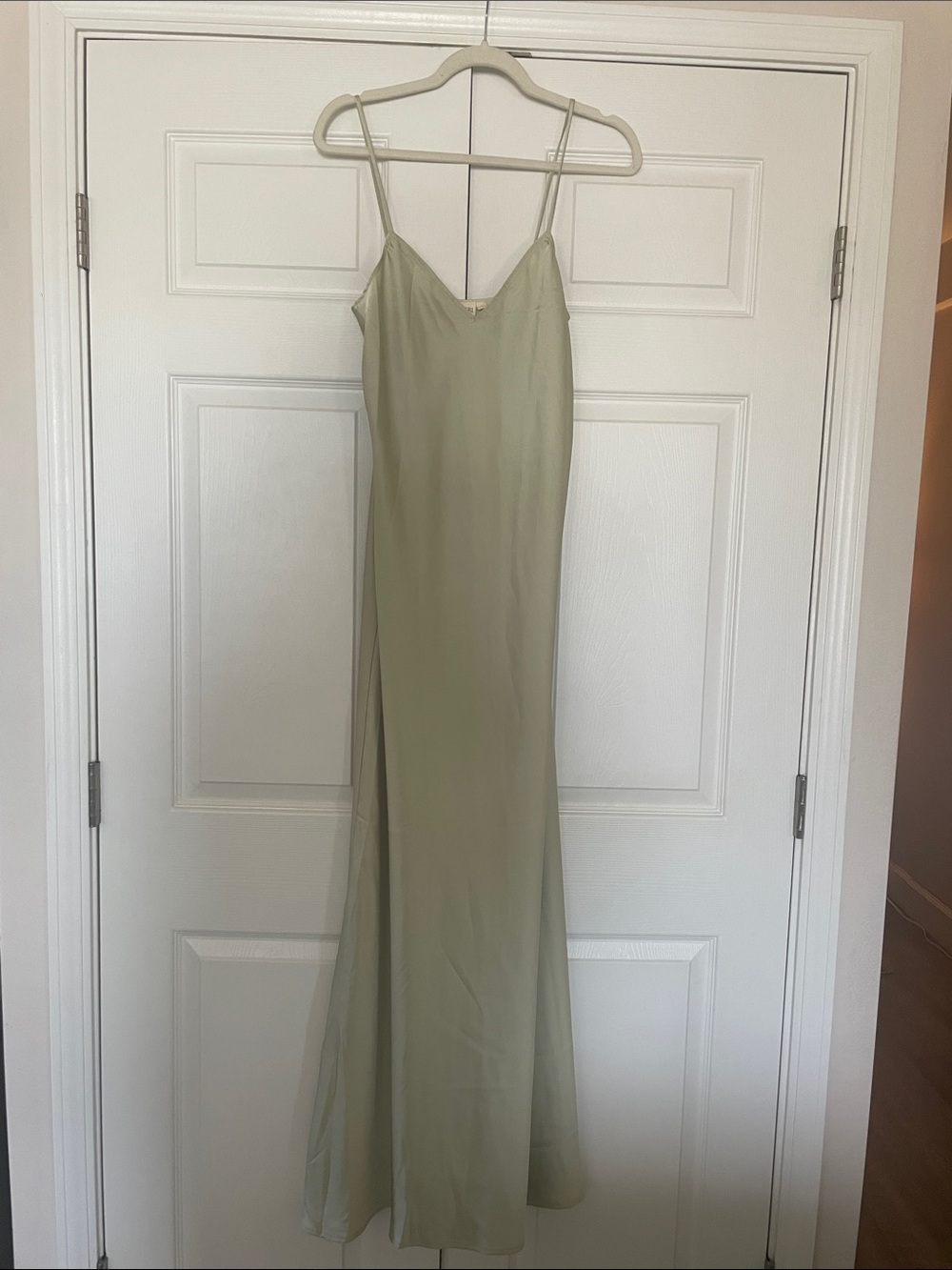 Sage Green Maxi Slip Dress with Spaghetti Straps #172